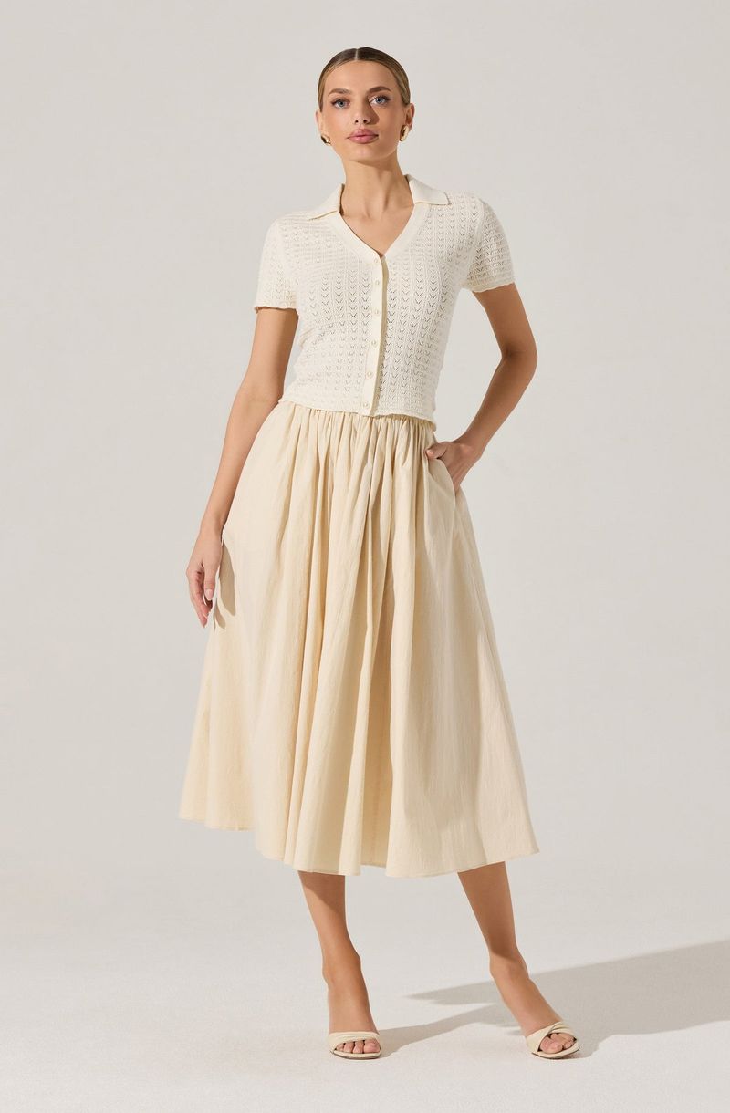 Midi-Length Skirt in a Solid Neutral