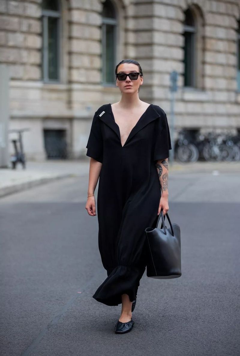 Shift Dress + Round-Toe Ballet Flats
