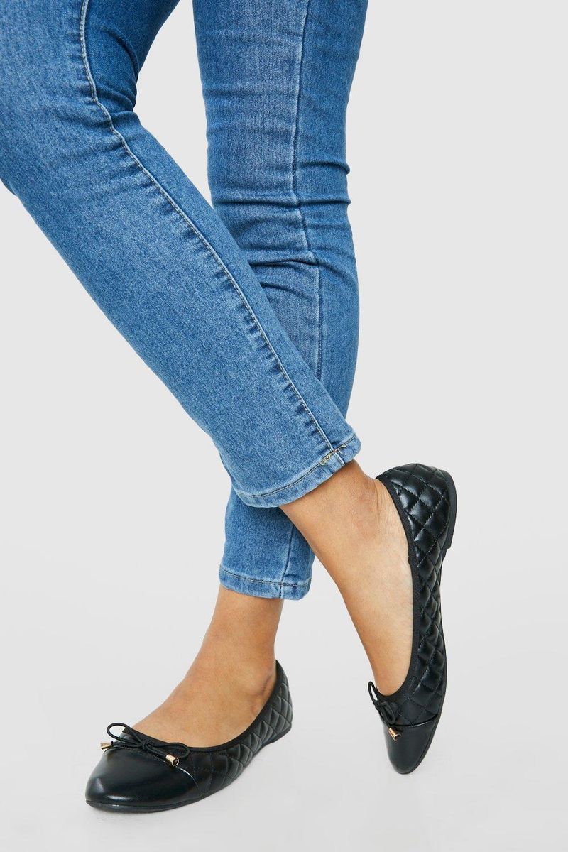 Quilted Ballet Flats with a Bow