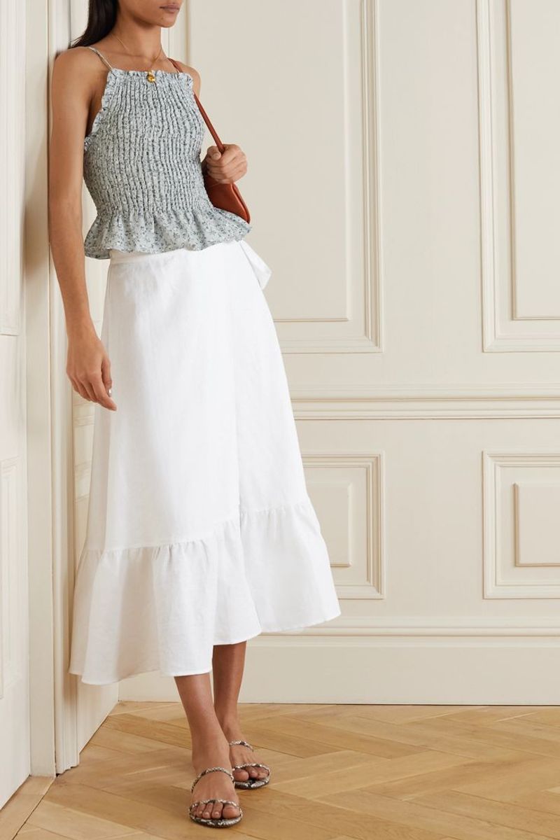 Linen Skirt + Kitten-Heel Sandals