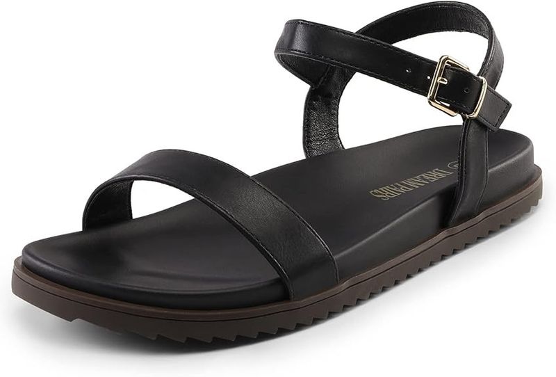 Dream Pairs Women's Open-Toe Elastic Ankle Strap Flat Summer Sandals