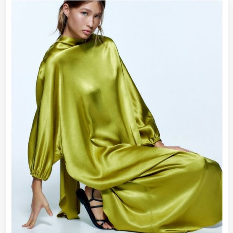 Zara - Satin Effect Midi Dress