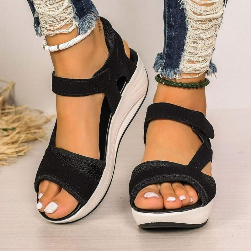 Orthopedic Velcro Sandals in Faux Suede