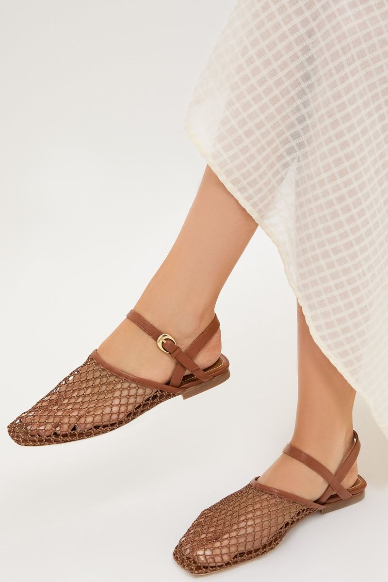 Staud Tan Netting Rete Sandal