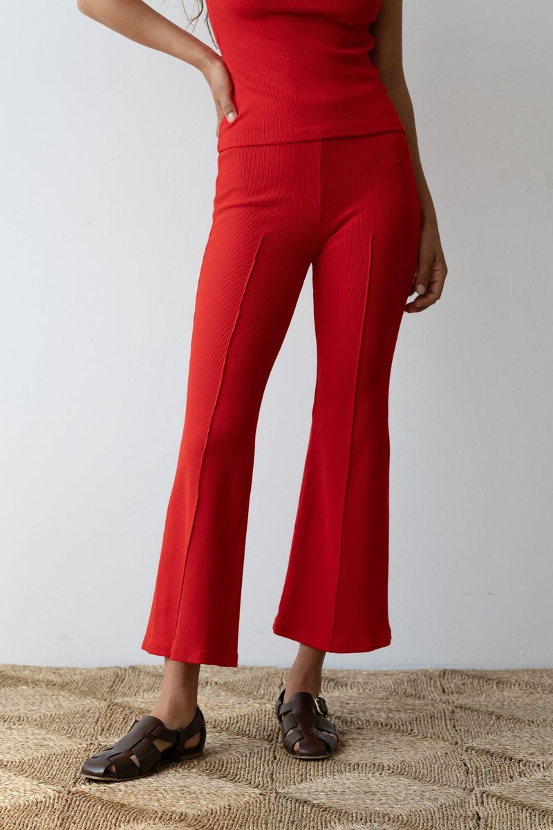 Donni Ribbed Pintuck Flare Pants