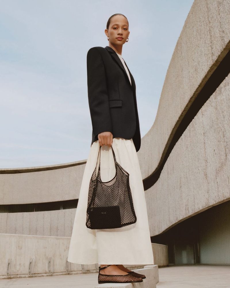 Structured Blazer + Mesh Ballet Flats