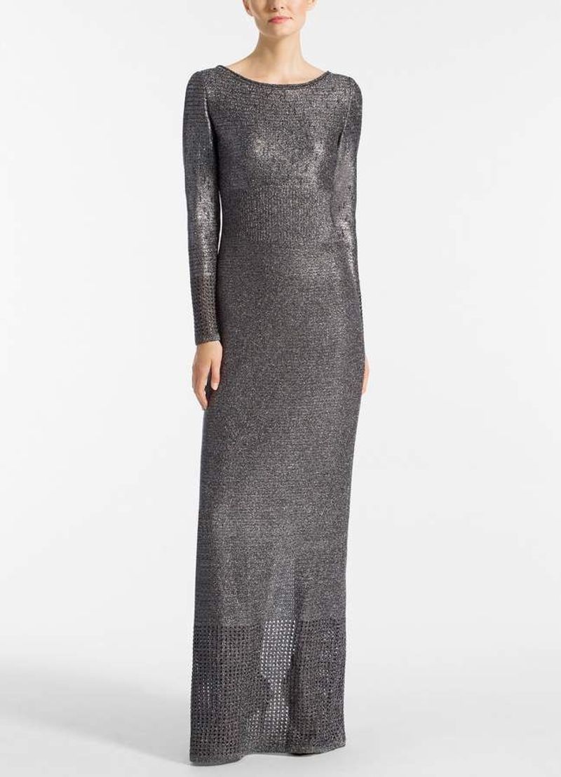 St. John Metallic Knit Evening Dress