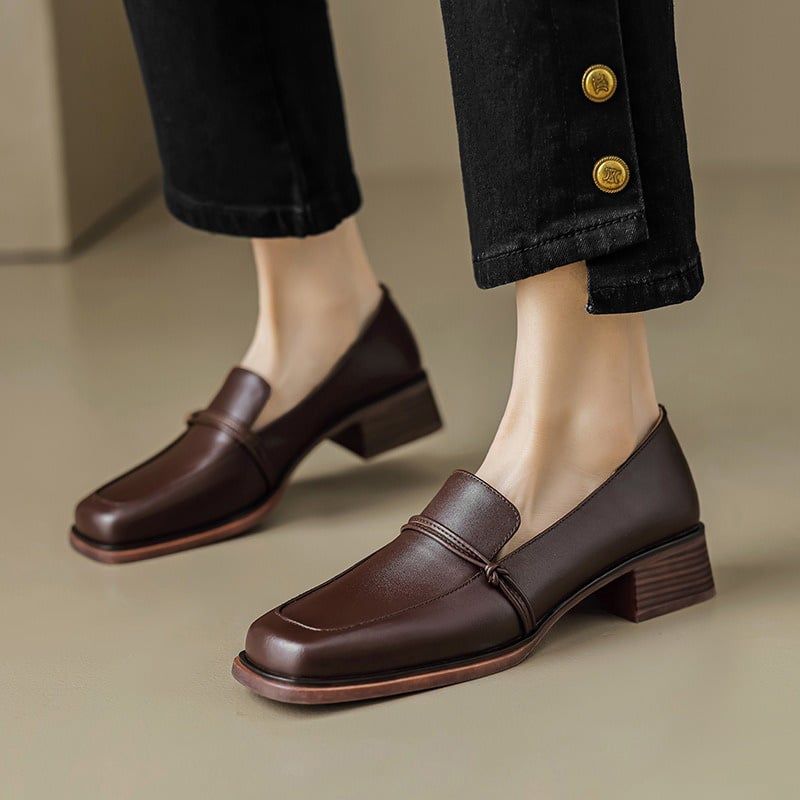 Loafer Pumps with a Low Block Heel