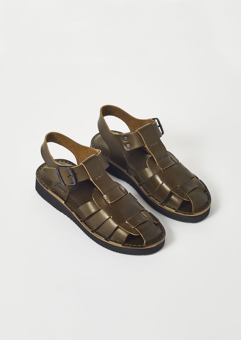 Toast Fracap Leather Sandals in Olive