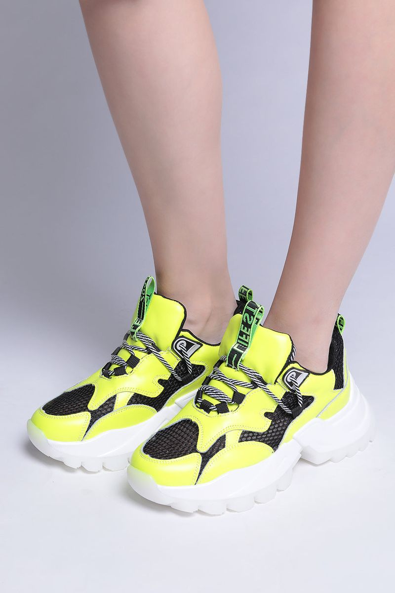 Ultra-Chunky Dad Sneakers With Neon Panels