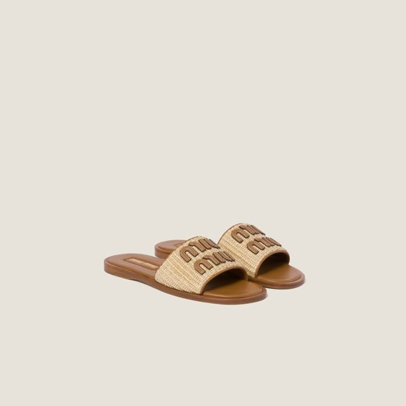 Miu Miu Leather Logo Slides