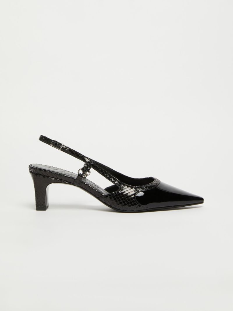 MAX&Co. Kitten-Heel Leather Slingbacks