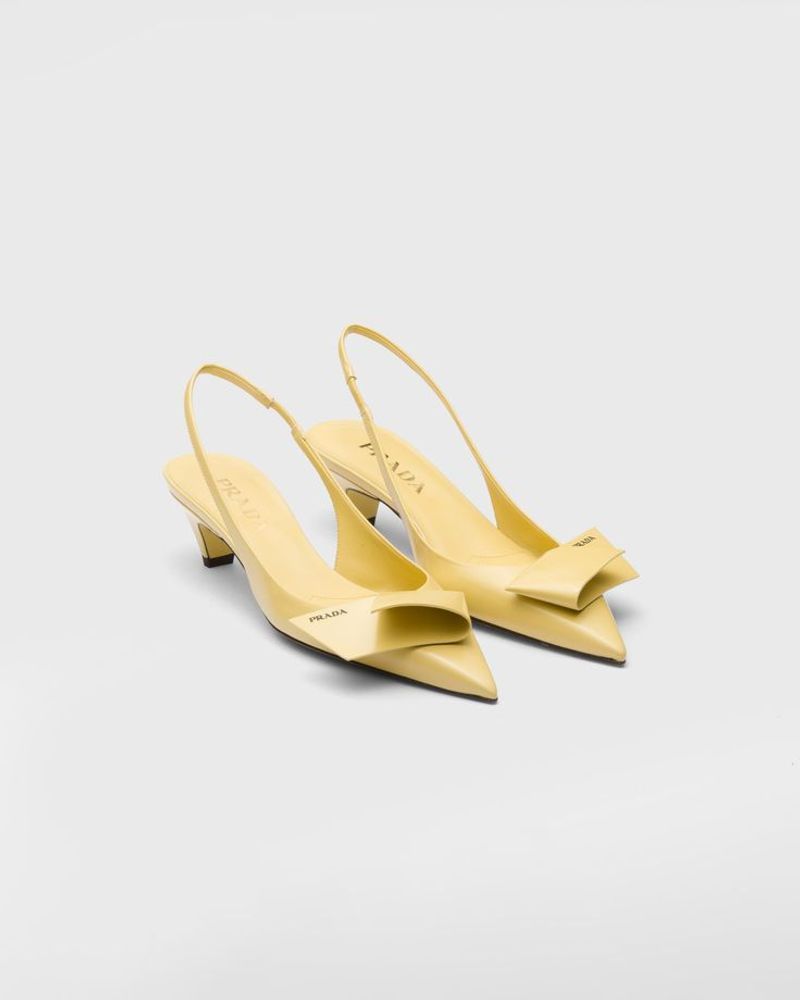 Prada Brushed Leather Slingback Pumps
