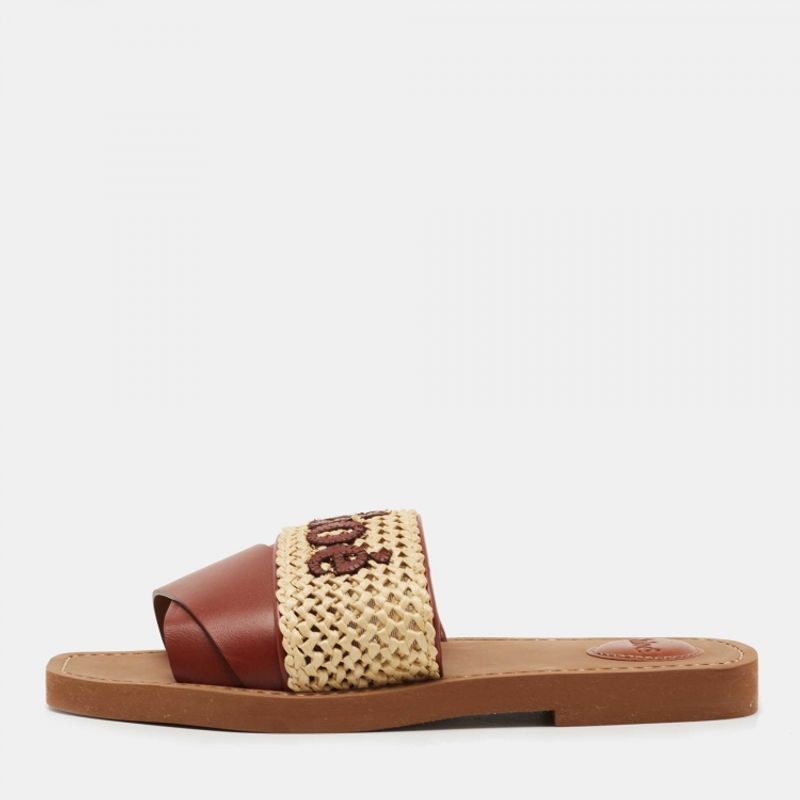 Chloé Woody Raffia Slides