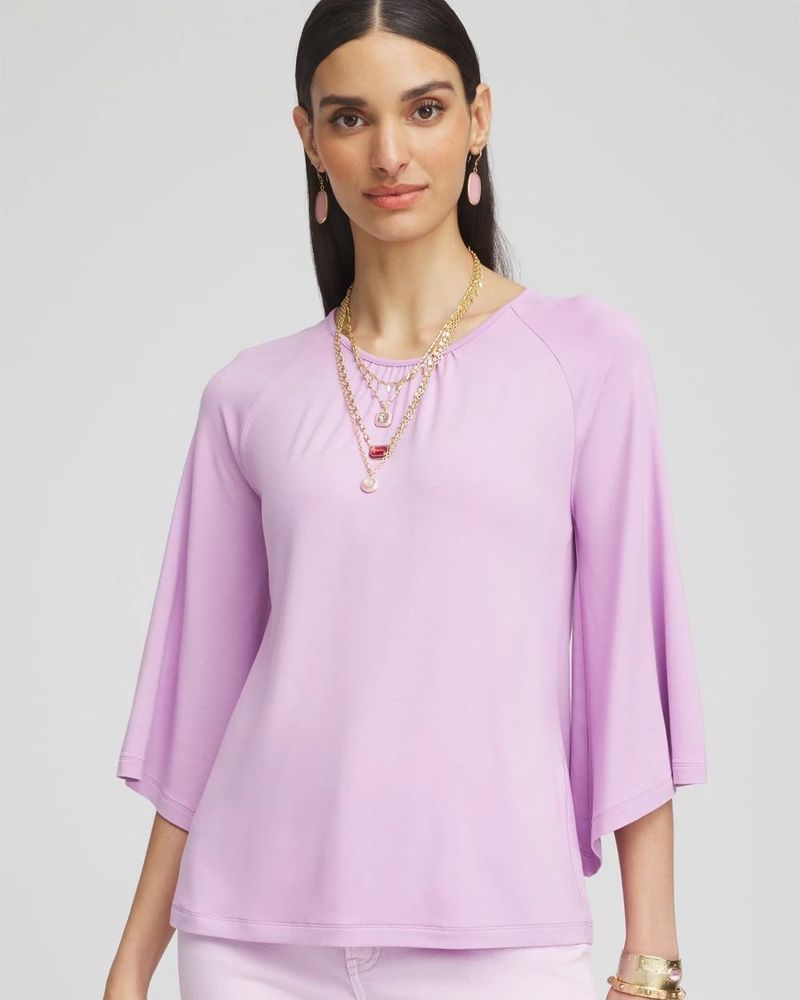 Chico’s Angel-Sleeve Chiffon Blouse