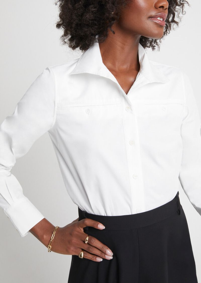 Crisp White Button-Down Shirt