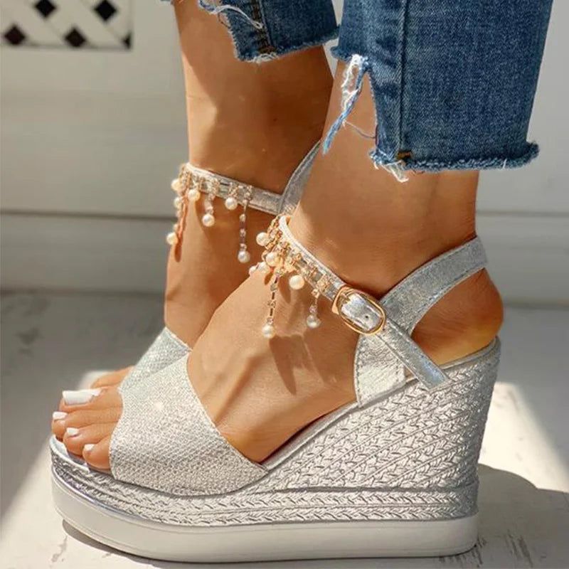 Over-Embellished Wedge Sandals