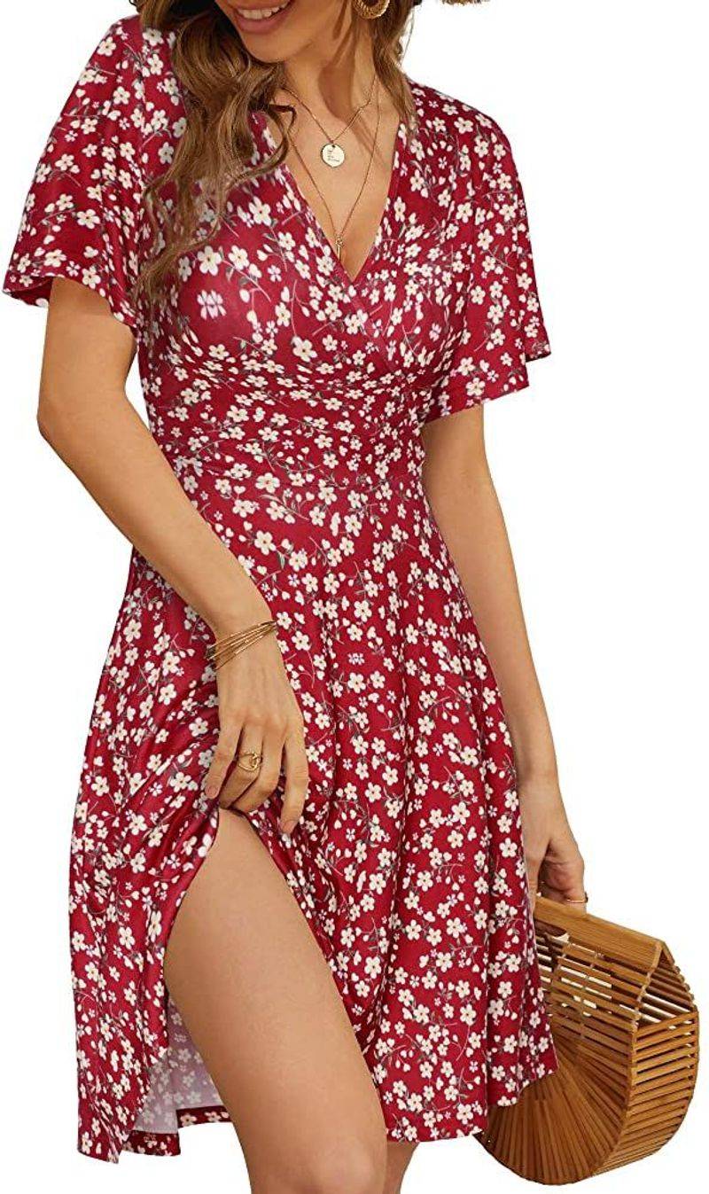 Fensace V-Neck A-Line Midi Dress