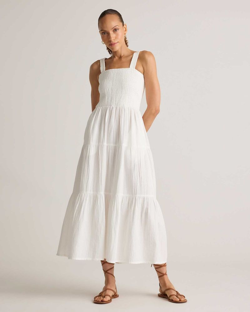 Quince Organic Cotton Gauze Smocked Sleeveless Maxi Dress