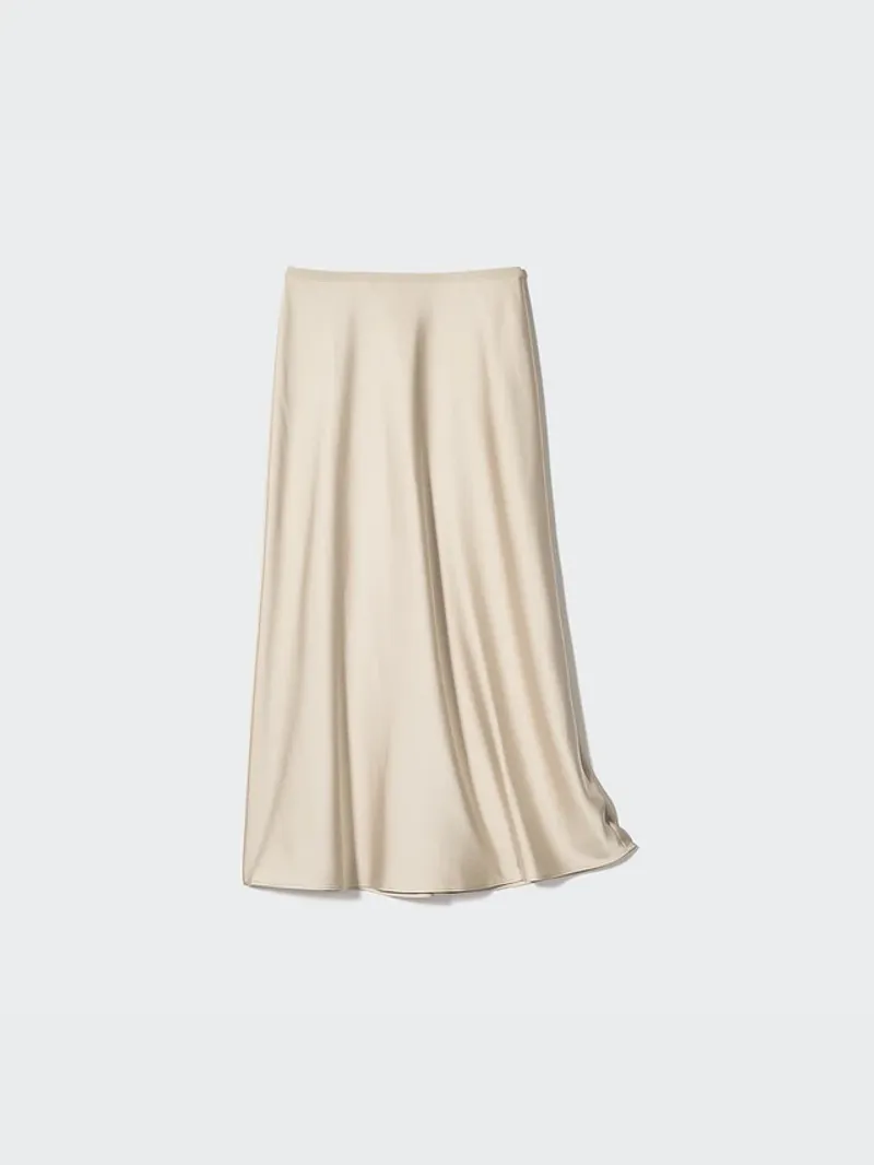 Uniqlo Satin Skirt – Natural